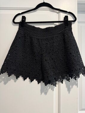 New Mix Black Crochet Eyelet Shorts